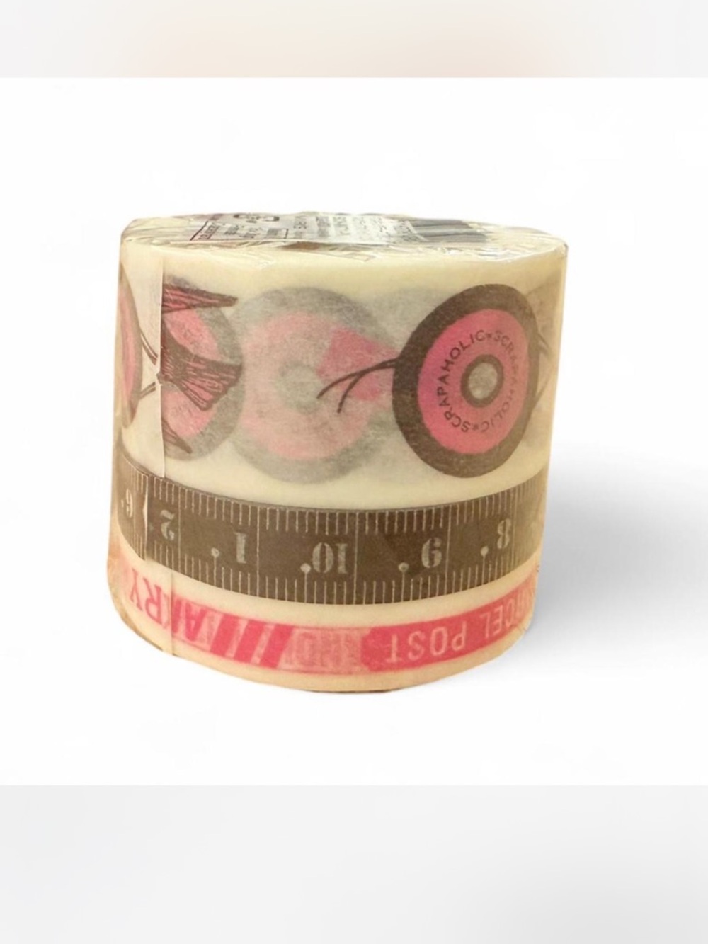 Japanese Decorative Washi Tape Set with Pink, Brown and Cream Designs